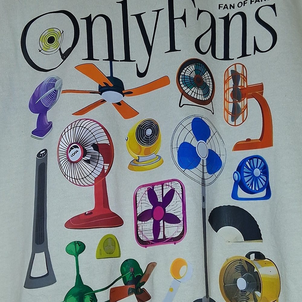 OnlyFans Graphic Tee with Colorful Fan Illustrations